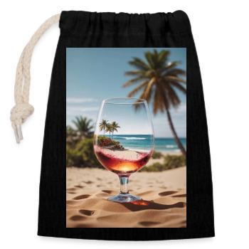 Beach wine glass - Closable cotton gift bag (14x20cm) - black - Front