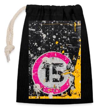 Speed limit - Closable cotton gift bag (14x20cm) - black - Front