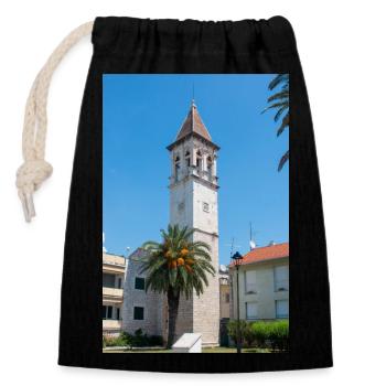St. Michael Monastery Church bellfry XVI CT. - Closable cotton gift bag (14x20cm) - black - Front