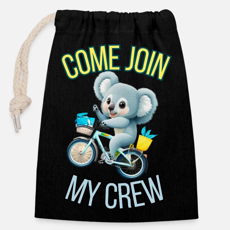 come join my crew - Closable cotton gift bag (14x20cm) - black