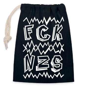 FCK NZS - Closable cotton gift bag (14x20cm) - navy - Front