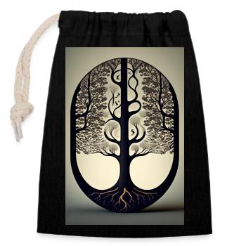 Vue sur la forêt - Sac cadeau en coton avec cordon (14 x 20 cm) - noir - Devant