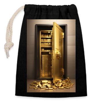 Gold Vault - Closable cotton gift bag (14x20cm) - black - Front