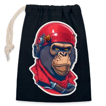 Gorilla Biker-Affe - Verschließbarer Geschenkbeutel aus Baumwolle (14x20cm) - Navy - Vorne