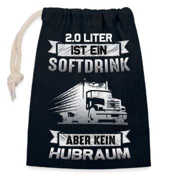 2.0 LITER IST KEIN HUBRAUM | TRUCK DESIGN - Verschließbarer Geschenkbeutel aus Baumwolle (14x20cm) - Navy - Vorne