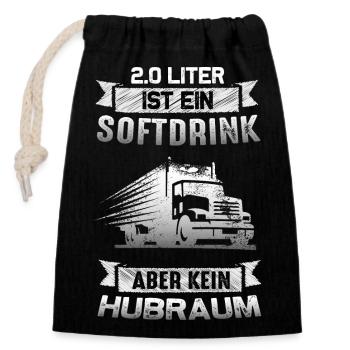 2.0 LITER IST KEIN HUBRAUM | TRUCK DESIGN - Verschließbarer Geschenkbeutel aus Baumwolle (14x20cm) - Schwarz - Vorne
