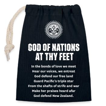 New Zealand anthem — God Defend New Zealand - Closable cotton gift bag (14x20cm) - navy - Front