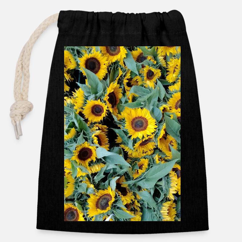 HUMEUR DE TOURNESOL - Sac cadeau en coton avec cordon (14 x 20 cm) - noir