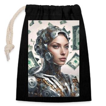 Artificial intelligence, the winning combination - Closable cotton gift bag (14x20cm) - black - Front