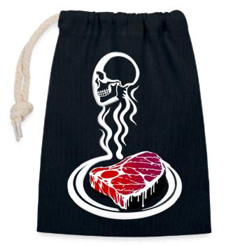 Réduction de la consommation de viande | Protection des animaux - Sac cadeau en coton avec cordon (14 x 20 cm) - bleu marine - Devant