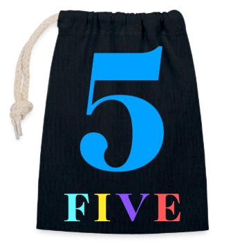 Five -5th Anniversary - Closable cotton gift bag (14x20cm) - navy - Front