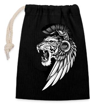Rugissement sauvage - Sac cadeau en coton avec cordon (14 x 20 cm) - noir - Devant