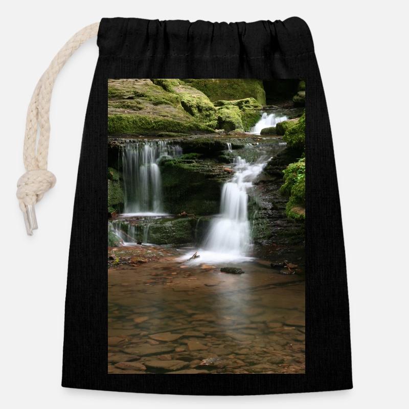 Forêt-Noire Monbach - Sac cadeau en coton avec cordon (14 x 20 cm) - noir