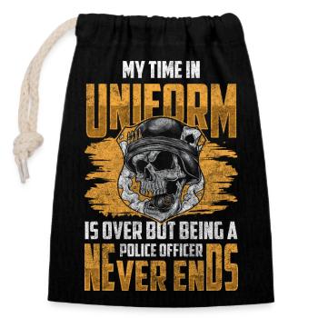 Police Officer, Profession, Crime, Siren - Closable cotton gift bag (14x20cm) - black - Front