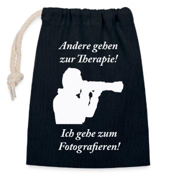 Therapie weiss - Verschließbarer Geschenkbeutel aus Baumwolle (14x20cm) - Navy - Vorne