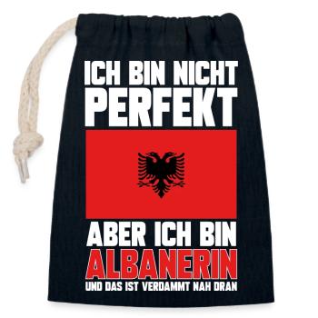 Albanische Flagge Albanischer Adler Shqiponja - Verschließbarer Geschenkbeutel aus Baumwolle (14x20cm) - Navy - Vorne