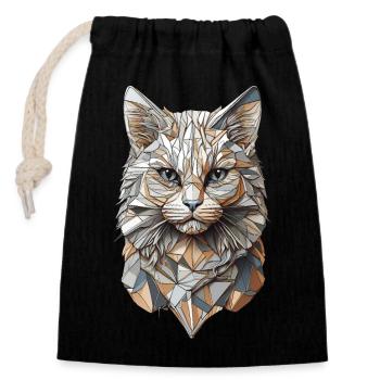 Geometric tomcat with a blaze of color - Closable cotton gift bag (14x20cm) - black - Front