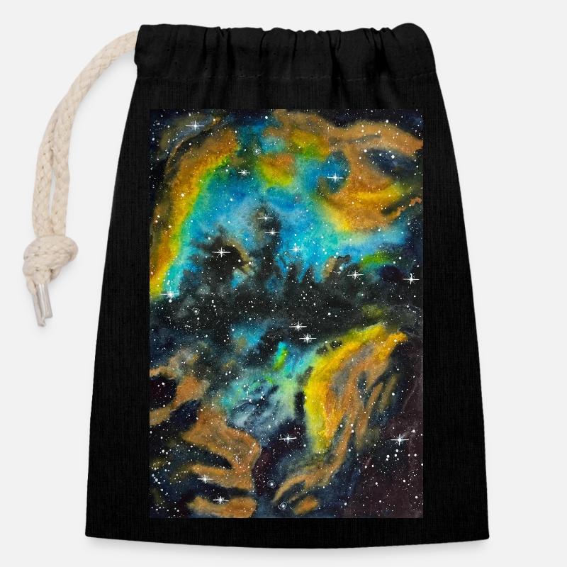 Galaxy Nebula NGC 5189 Galaxie Nebel Nerd Astro - Closable cotton gift bag (14x20cm) - black