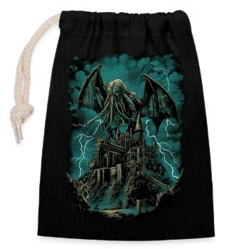 NIght des Cthulhu - Verschließbarer Geschenkbeutel aus Baumwolle (14x20cm) - Schwarz - Vorne