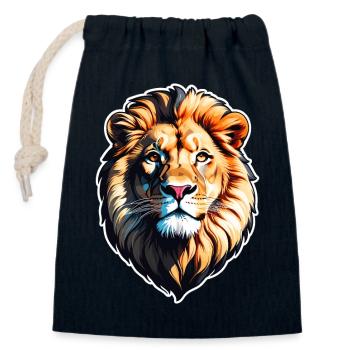 The King - Closable cotton gift bag (14x20cm) - navy - Front