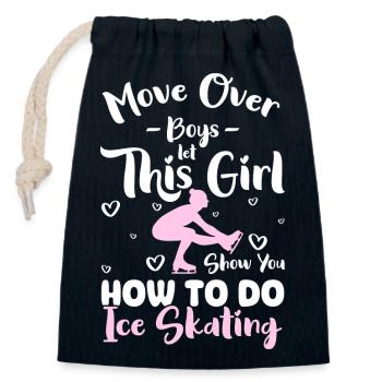 Patinage sur glace Patinage artistique Sports - Sac cadeau en coton avec cordon (14 x 20 cm) - bleu marine - Devant