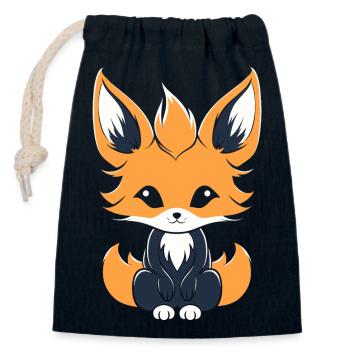 Kitsune Japanischer Little Fox Humor - Verschließbarer Geschenkbeutel aus Baumwolle (14x20cm) - Navy - Vorne