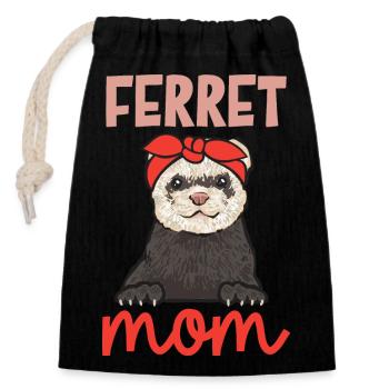 Furet, propriétaire de furet - Sac cadeau en coton avec cordon (14 x 20 cm) - noir - Devant
