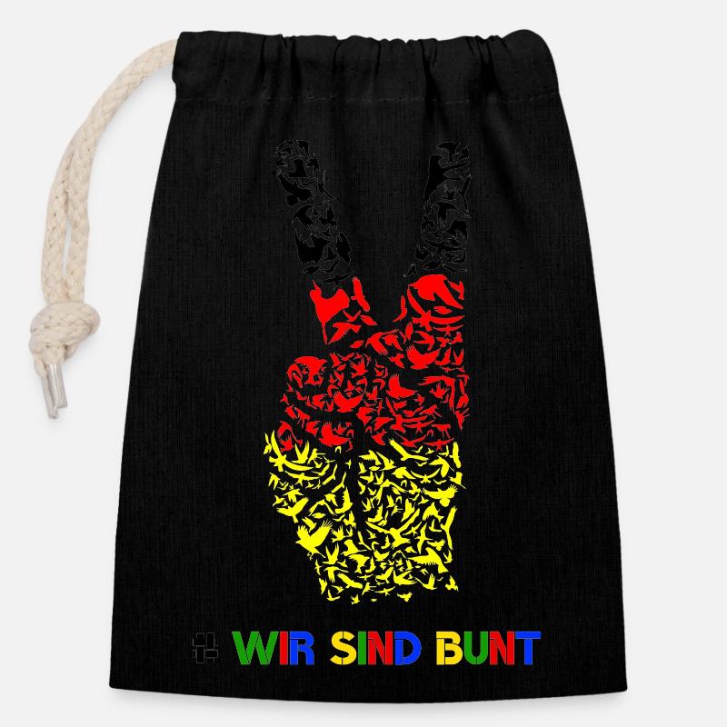 We are colorful - Closable cotton gift bag (14x20cm) - black