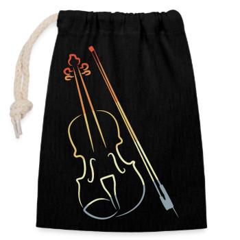 Violine und Bogen - Verschließbarer Geschenkbeutel aus Baumwolle (14x20cm) - Schwarz - Vorne