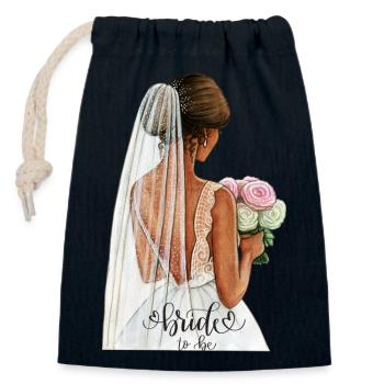 Bride to be - Closable cotton gift bag (14x20cm) - navy - Front