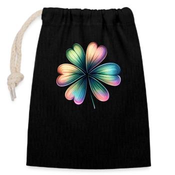 Saint Patrick's Colorful Shiny Shamrock - Closable cotton gift bag (14x20cm) - black - Front