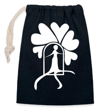 Step out white - Closable cotton gift bag (14x20cm) - navy - Front