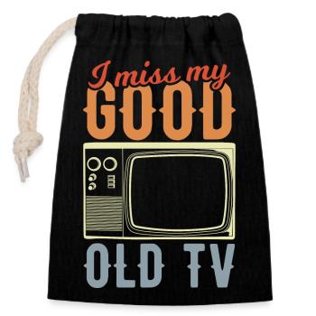 Tube TV - Closable cotton gift bag (14x20cm) - black - Front