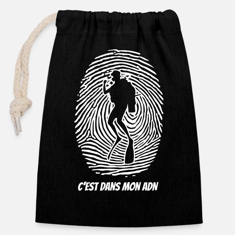 Taucher-DNA - Verschließbarer Geschenkbeutel aus Baumwolle (14x20cm) - Schwarz