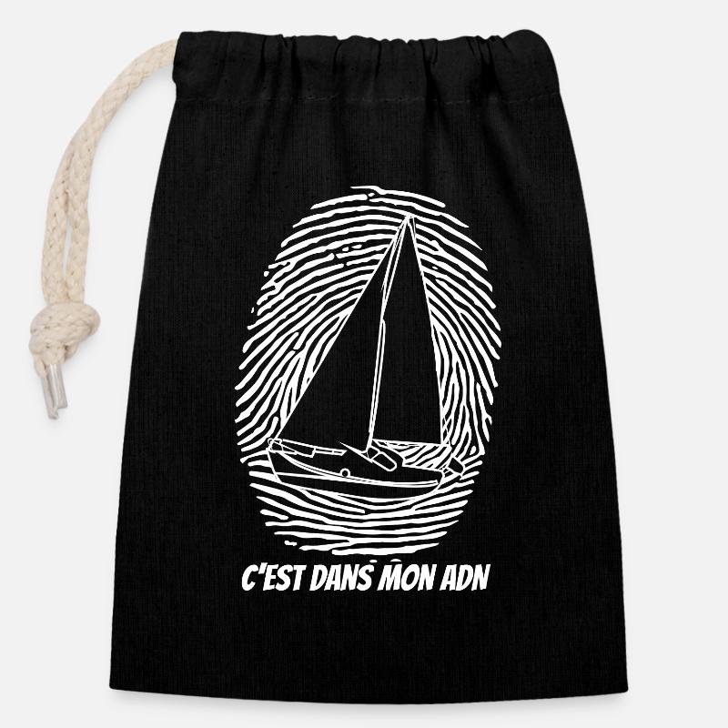 ADN Voilier - Sac cadeau en coton avec cordon (14 x 20 cm) - noir