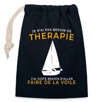 Therapie - Verschließbarer Geschenkbeutel aus Baumwolle (14x20cm) - Navy - Vorne