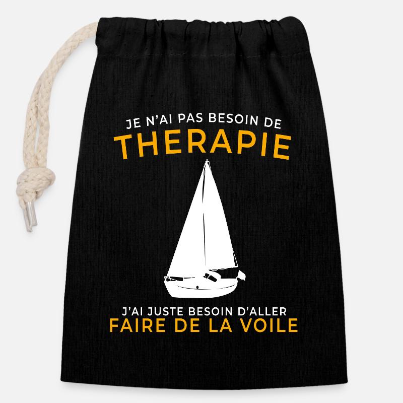 Thérapie - Sac cadeau en coton avec cordon (14 x 20 cm) - noir