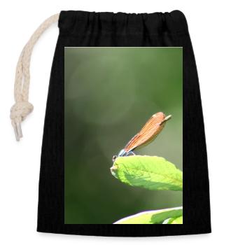 Libellen-Calopteryx weibliches Porträt - Verschließbarer Geschenkbeutel aus Baumwolle (14x20cm) - Schwarz - Vorne