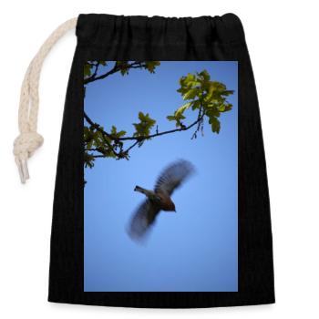 chêne pinson envol dans ciel bleu - Sac cadeau en coton avec cordon (14 x 20 cm) - noir - Devant