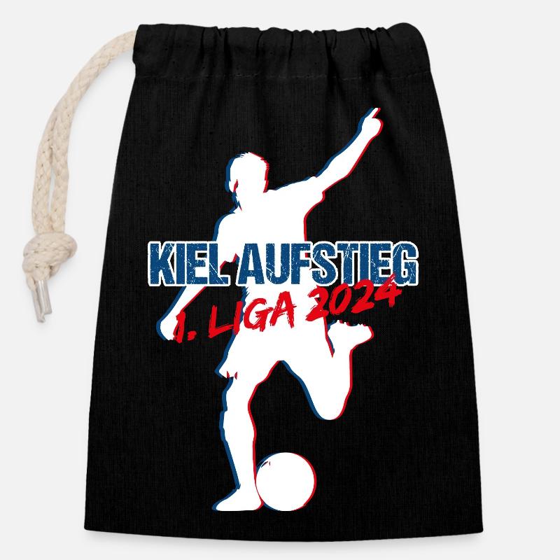 Kiel Aufstieg 2024 - Verschließbarer Geschenkbeutel aus Baumwolle (14x20cm) - Schwarz
