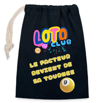 LOTO - BINGO - 9 - LE FACTEUR REVIENT DE TOURNEE - Sac cadeau en coton avec cordon (14 x 20 cm) - bleu marine - Devant