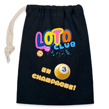LOTO - BINGO - 3 - Sac cadeau en coton avec cordon (14 x 20 cm) - bleu marine - Devant