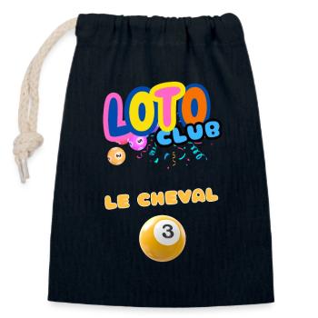 LOTO - BINGO - 3 - LE CHEVAL DE TROIE - Sac cadeau en coton avec cordon (14 x 20 cm) - bleu marine - Devant