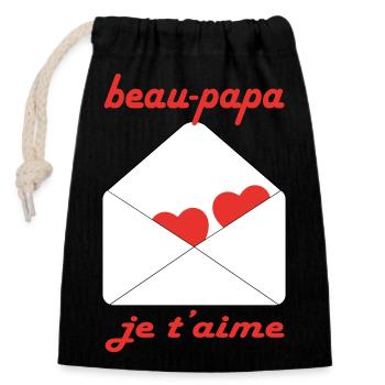 Beautiful daddy I love you - Closable cotton gift bag (14x20cm) - black - Front