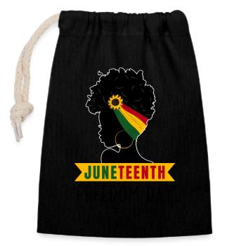 Juneteenth. Freedom Day. - Closable cotton gift bag (14x20cm) - black - Front
