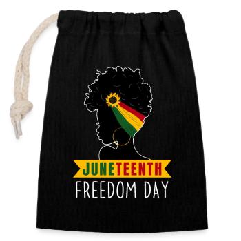 Juneteenth. Freedom Day. Black Version. - Closable cotton gift bag (14x20cm) - black - Front