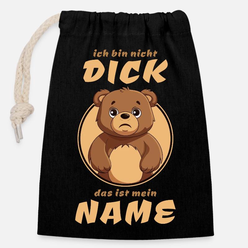 Funny Saying - I'm Not Dick teddy - Closable cotton gift bag (14x20cm) - black