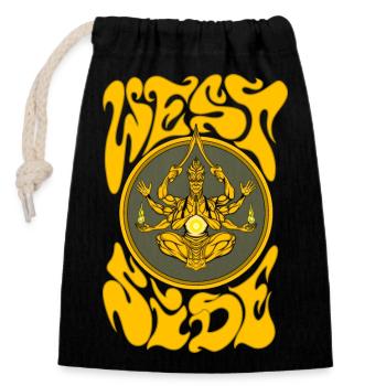 West side - Closable cotton gift bag (14x20cm) - black - Front