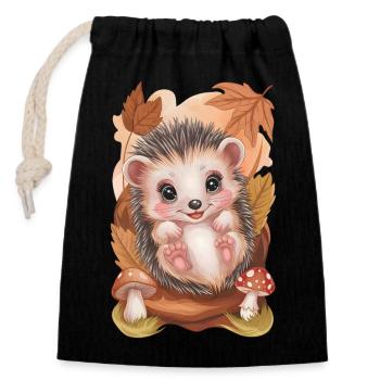 Entzückender Baby-Igel - Verschließbarer Geschenkbeutel aus Baumwolle (14x20cm) - Schwarz - Vorne