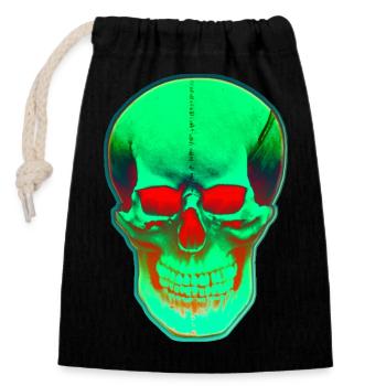 Tête verte avec les yeux rouges - Sac cadeau en coton avec cordon (14 x 20 cm) - noir - Devant